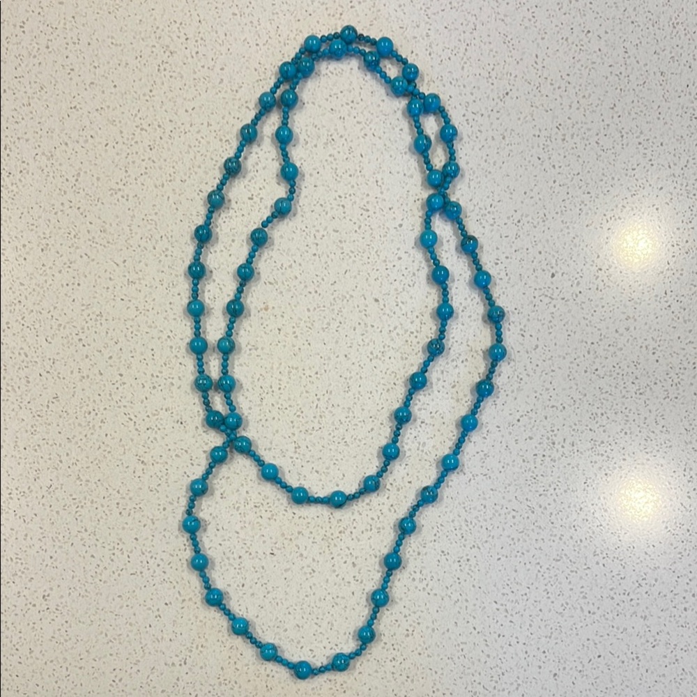 Turquoise Blue Crystal Beaded Necklace